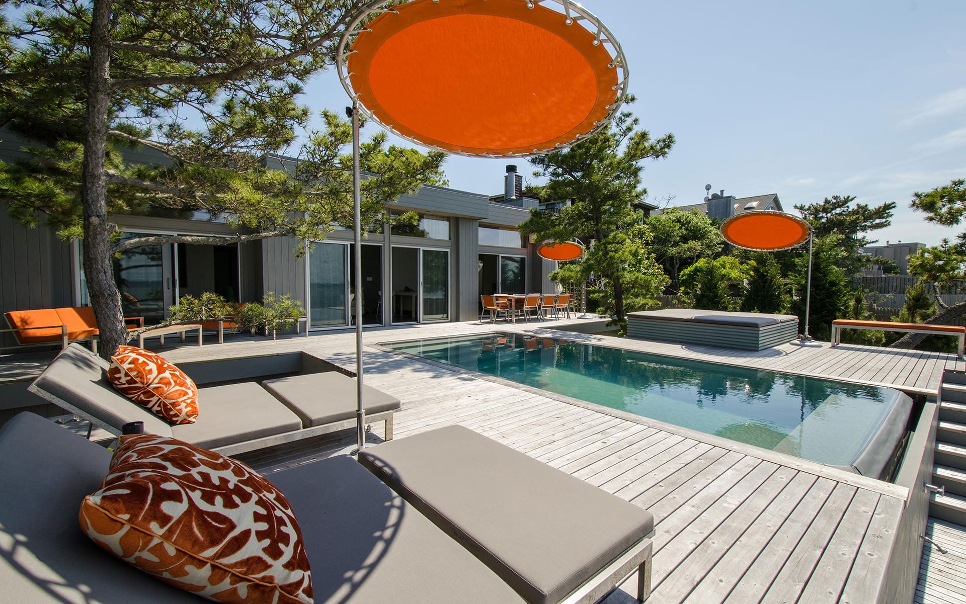 Pool at Mid-Century Modern Beach House in Fire Island Pines | Rodman Paul Architects