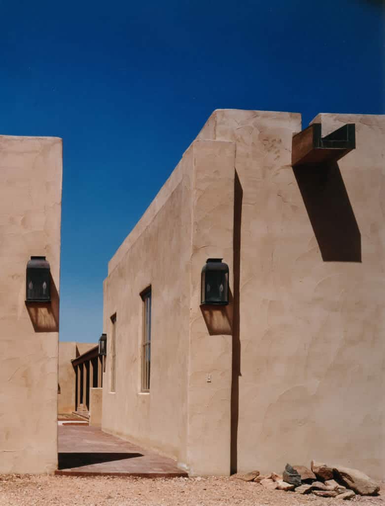 Exterior entrance of Santa Fe, New Mexico ranch home | Rodman Paul Architects