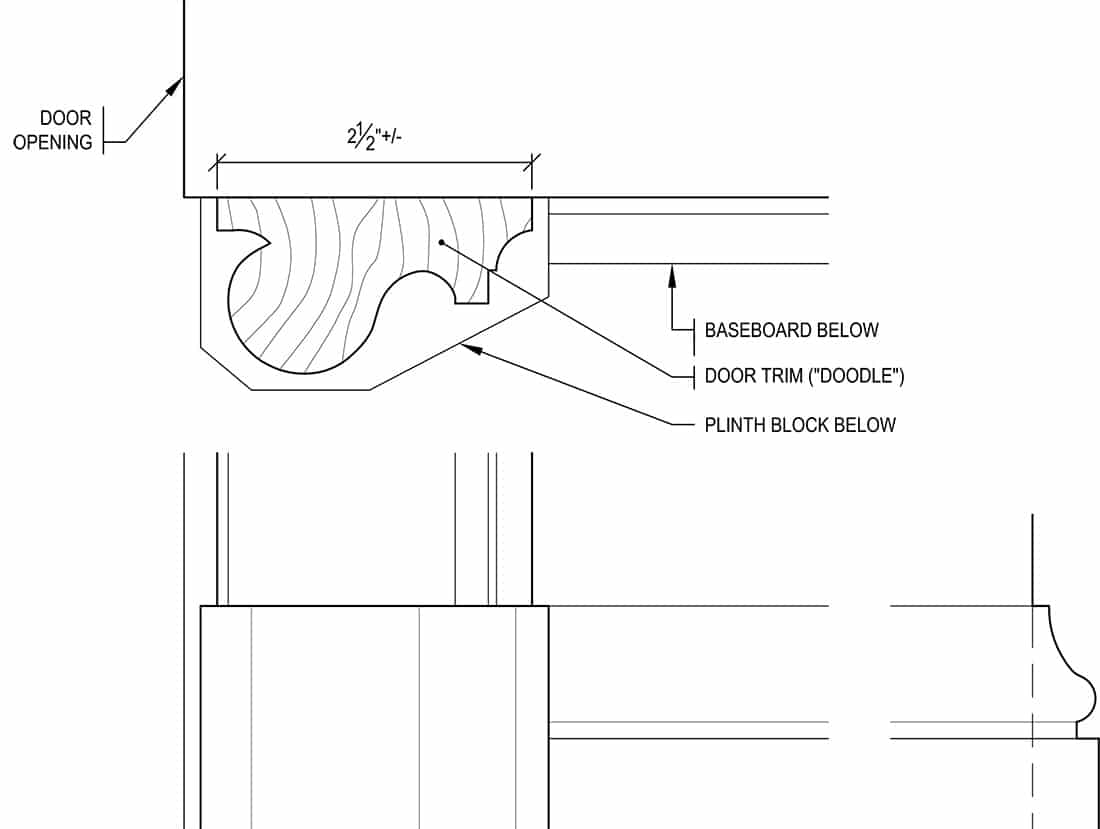 Drawing of molding trim detail | Rodman Paul Architects