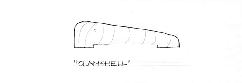 Drawing of a clamshell molding | Rodman Paul Architects