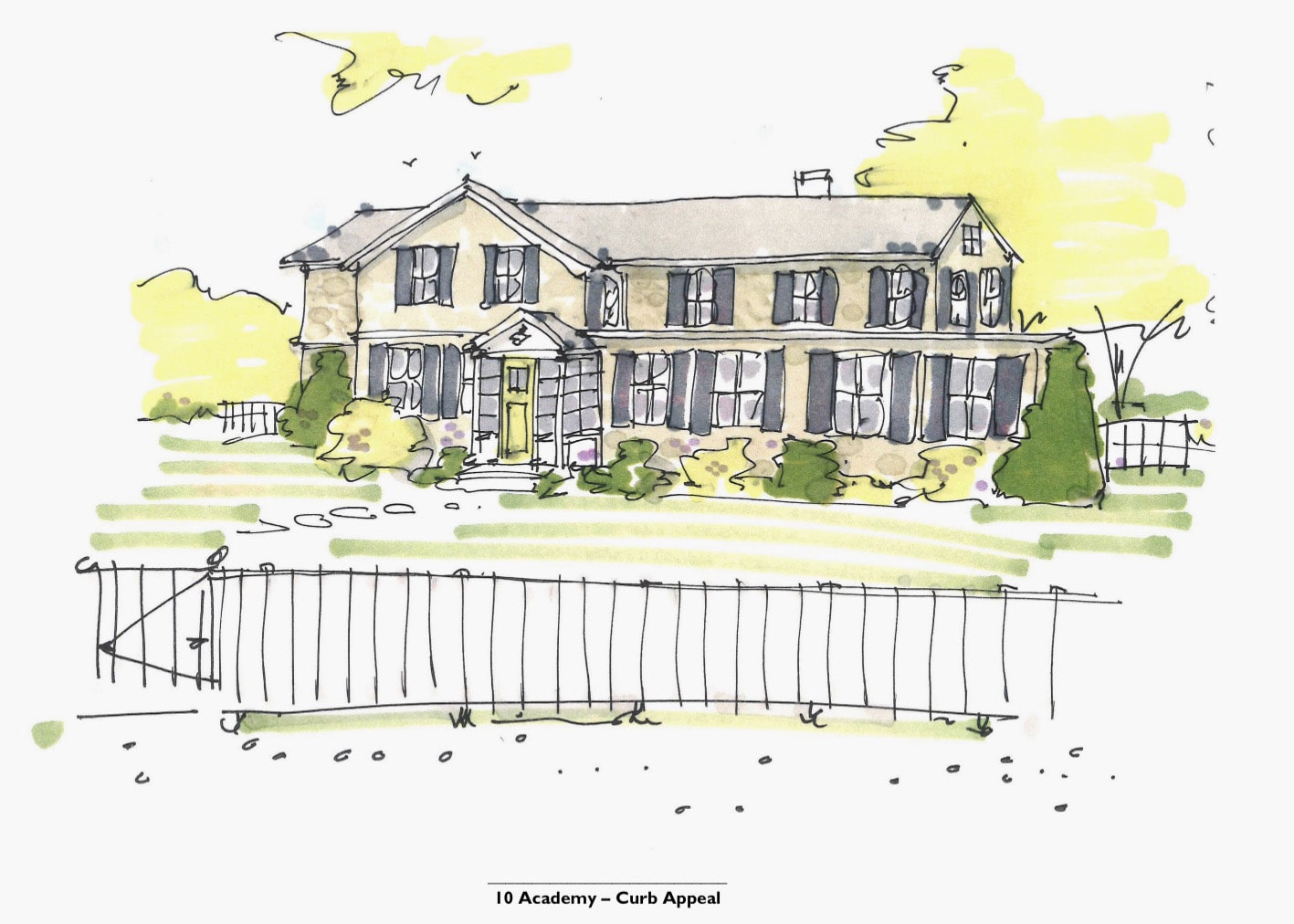 Initial sketch of client's home with renovation and additions.